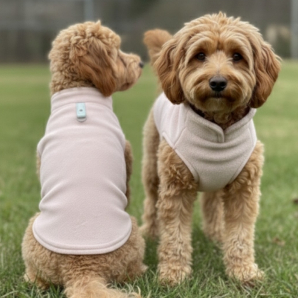 Gooby Peach Fleece Pull-Over Sweater Vest With Leather O-Ring Attachment, S+